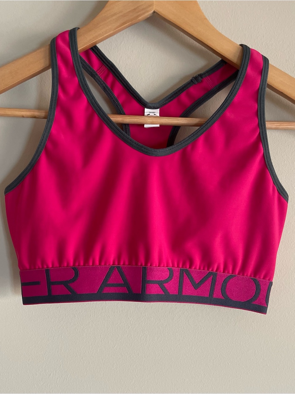 Under Armour Unlined Racerback Sports Bra with Brand Writing on Band